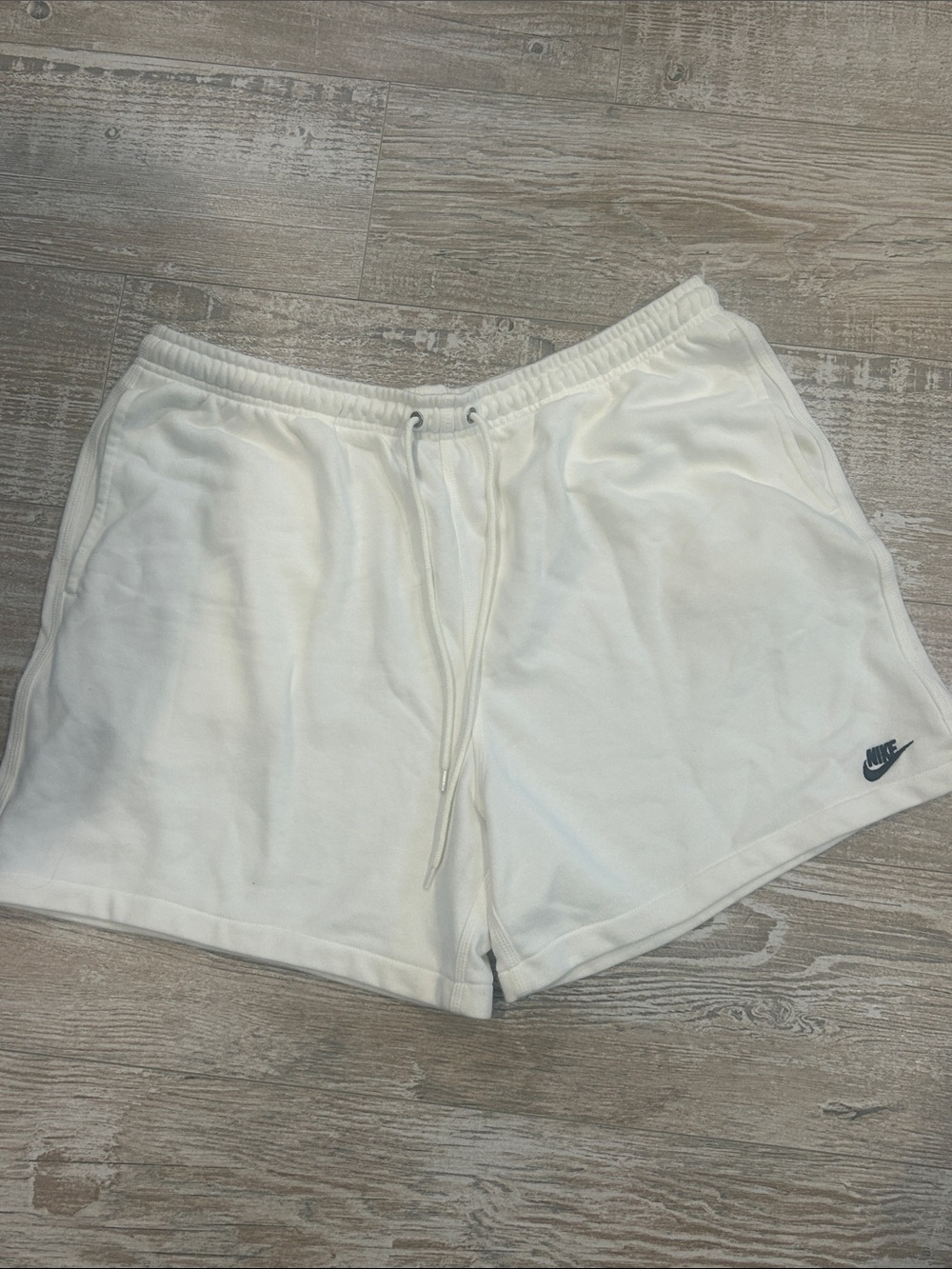 Nike White Men's Athletic Fleece Shorts with Drawstring